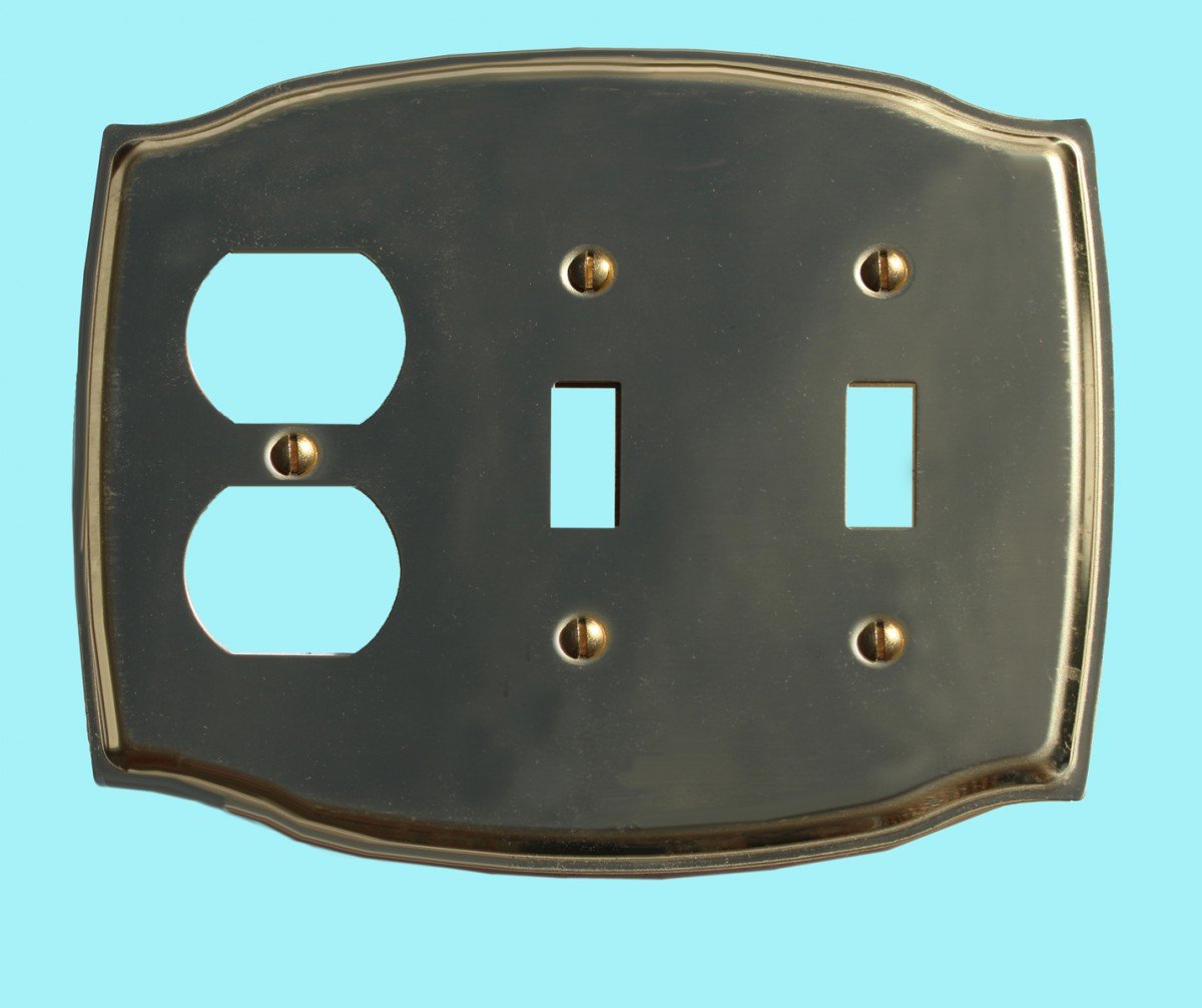 Switchplates Bright Solid Brass Double Toggle Outlet Switch Plate