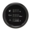 Kimiss 52mm Digital Boat Gauge With Backlight Oil Level Pressure Water Temperature Meter For Boats Yachts Rvs Trucks Black Dial