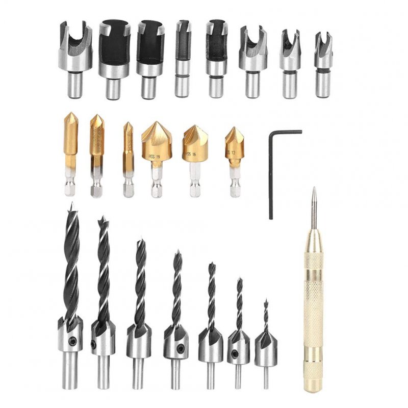 Qyebavge 23pcs Claw Type Chamfer Drill Bit Hex Set High-speed Steel For Woodworking Cutting Deburring Tool