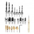 Qyebavge 23pcs Claw Type Chamfer Drill Bit Hex Set High-speed Steel For Woodworking Cutting Deburring Tool