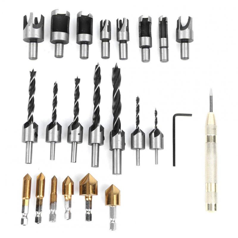 Qyebavge 23pcs Claw Type Chamfer Drill Bit Hex Set High-speed Steel For Woodworking Cutting Deburring Tool