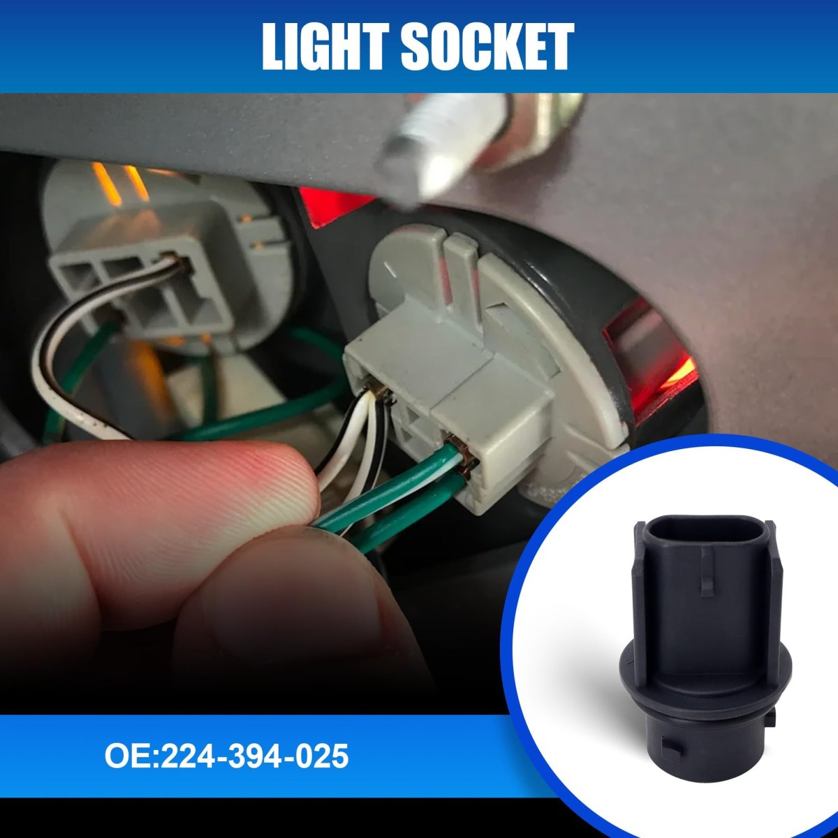 2pcs 224-394-025 Front Turn Signal Bulb Socket For Freightliner Cascadia M2 Columbia Hal 3157na 4157na Replaces 224-394-045