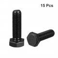 Uxcell M10x35mm Hex Head Screw Bolts Fastener Grade 8 Carbon Steel Black 15pcs