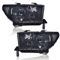 Headlights Assembly For Toyota Tundra 2007-2013 Fit Sequoia 2008-2017 Bumper Headlamps Smoky Lens Black Housing Clear Reflector 
