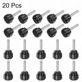 Uxcell 20pcs M4 X 15mm Male Thread Knurled Knobs Thumb Screws Clamping Grip Plastic Round Head Hand Thumbscrews Black