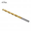 Uxcell High Speed Steel Straight Shank Twist Drill Bit Fully Ground Titanium Coated 5 4mm Diameter 34mm Total Length 12mm 4 Pcs