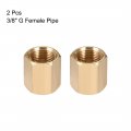 Uxcell Brass Hex Rod Pipe Fitting G3 8 Female Thread Straight Coupling 2pcs
