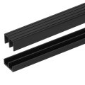 Plastic Upper And Lower Window Sliding Track Set For Glass Cabinet Closet Door 1 3 Ft Long Fits 8 In Thick Panel Black Textured 