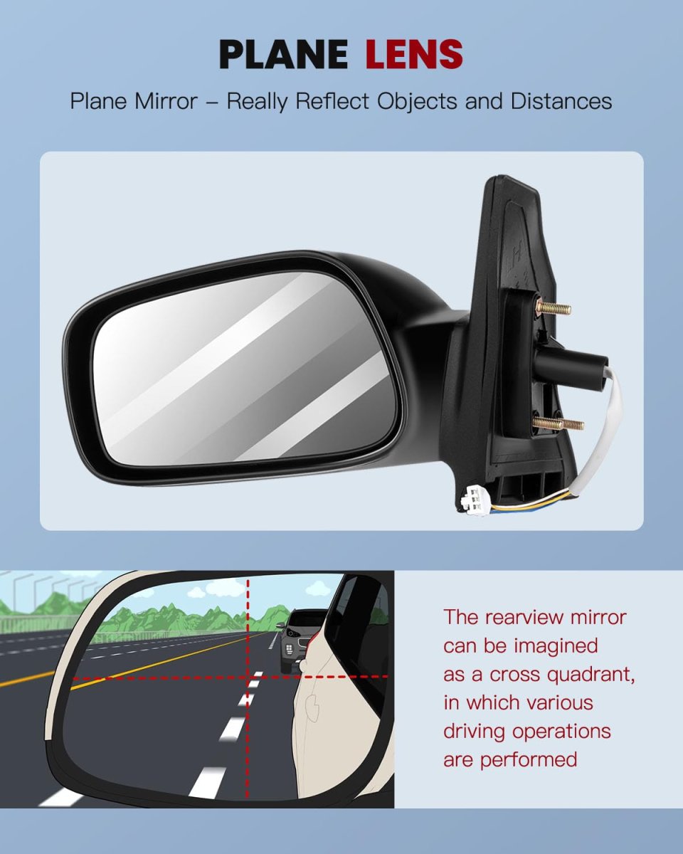 Driver Side View Mirror For 2003 2008 Toyota Corolla Power Adjustment Black Smooth Non Folding Heated 87940 02380 8794002380