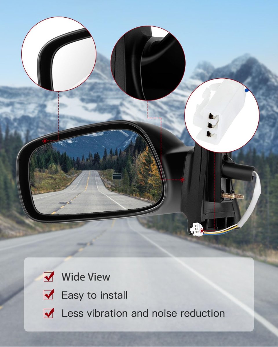 Driver Side View Mirror For 2003 2008 Toyota Corolla Power Adjustment Black Smooth Non Folding Heated 87940 02380 8794002380