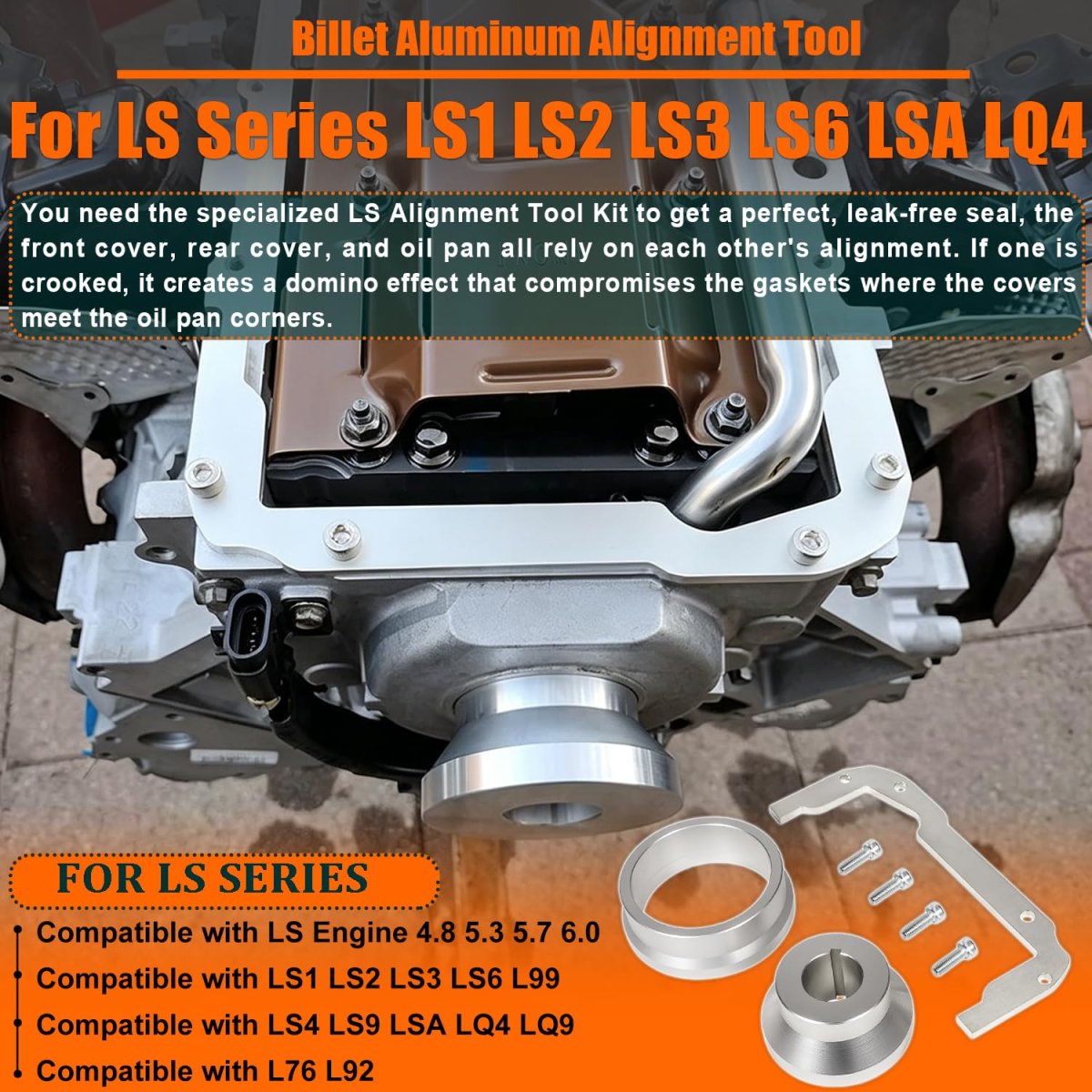 Billet Front And Rear Cover Alignment Tool Oil Pan Kit