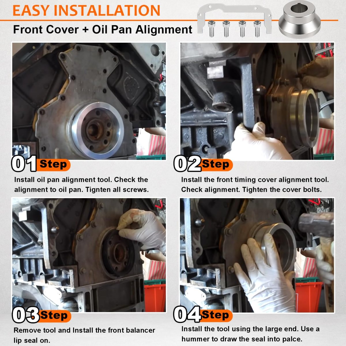 Billet Front And Rear Cover Alignment Tool Oil Pan Kit