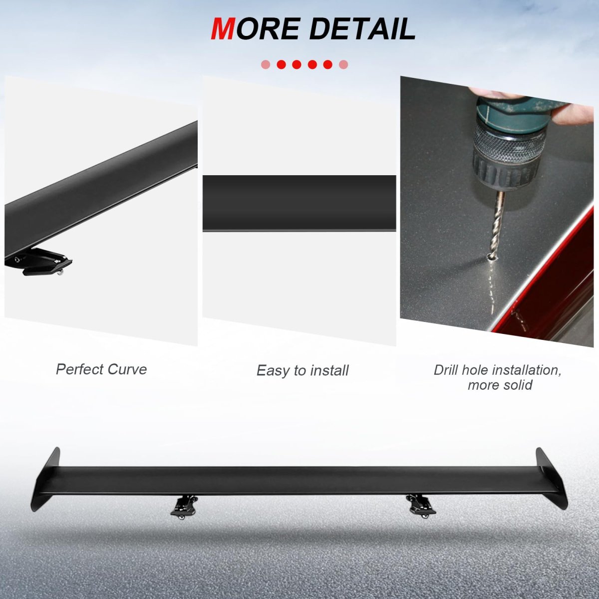 Universal Aluminum Rear Spoiler Wing Matte Black Adjustable Clamp Type Trunk For Sedan Cars Bolt On Aerodynamic Racing