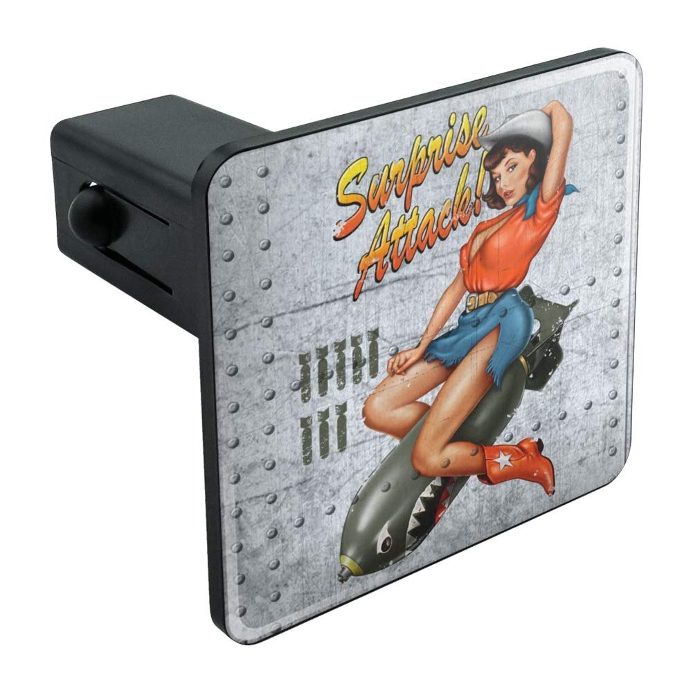 Graphics More Surprise Attack Pin Up Girl Missile Tow Trailer Hitch Cover Plug Insert