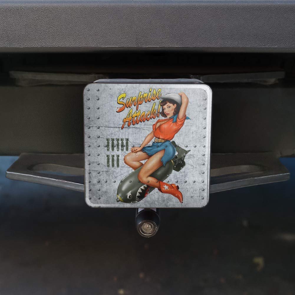 Graphics More Surprise Attack Pin Up Girl Missile Tow Trailer Hitch Cover Plug Insert