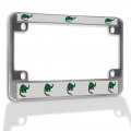 Fastasticdeals Metal Insert Bike License Plate Frame Dinosaur Brontosaurus Weatherproof Motorcycle Accessories Chrome 4 Holes 