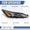 Led Drl Headlight Assembly Compatible With Nissan Rogue 2021-2024 Passenger Right Side Black Housing Amber Corner