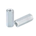 5pcs M6x10x25mm Coupling Nuts Galvanized Carbon Steel Hex Threaded Rod Coupler For Furniture Electronic Industrial 