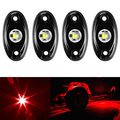 Amak 4pcs Led Rock Light For Jeep Atv Suv Offroad Truck Boat Underbody Glow Trail Rig Lamp Waterproof -red 