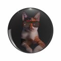 1080 Graphics Beautiful Brown Cat With Sunglasses Key Chain Double Sided Stainless Steel Keychain 