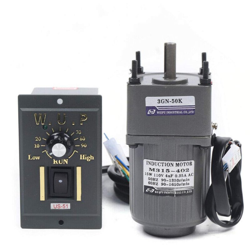 Ac 110v 15w Electric Single-phase Motor Gear Speed Controller 0-27rpm Variable Adjustable Governor Geared High Torque Reducer