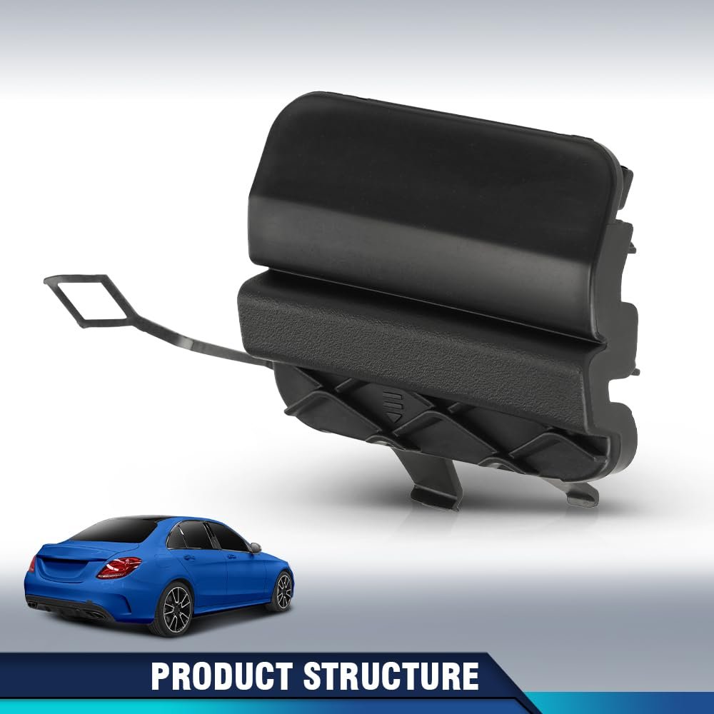Rear Bumper Tow Hook Cover For Benz C 300 350e 400 450 43 63 2015 2020 2058850256 Black Polypropylene
