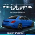 Rear Bumper Tow Hook Cover For Benz C 300 350e 400 450 43 63 2015 2020 2058850256 Black Polypropylene