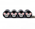 Gray Mouse Emoji Tire Valve Caps Black Aluminum Set Of Four 