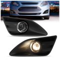 Hecasa Pair Fog Lights Lamp Bezel For 2013-2018d C-max Plastic Glass Clear Lens Black Driver Passenger Side Replacement For 