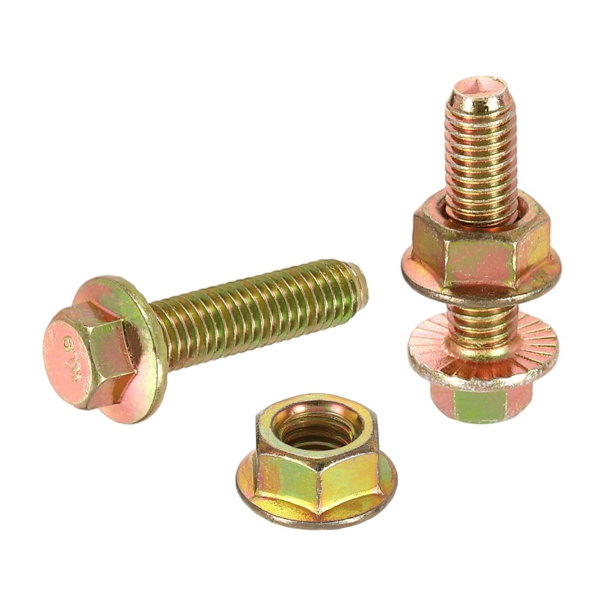 M8 X 30mm Flanged Hex Head Bolts 10pcs Zinc-plated Carbon Steel Flange Hexagon Screws With Nuts Fully Threaded For Machinery