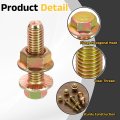 M8 X 30mm Flanged Hex Head Bolts 10pcs Zinc-plated Carbon Steel Flange Hexagon Screws With Nuts Fully Threaded For Machinery