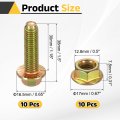 M8 X 30mm Flanged Hex Head Bolts 10pcs Zinc-plated Carbon Steel Flange Hexagon Screws With Nuts Fully Threaded For Machinery