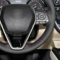 Mewant Hand-stitched Customized Black Genuine Leather Car Steering Wheel Covers Wrap For Toyota Camry 2018-2020 Corolla