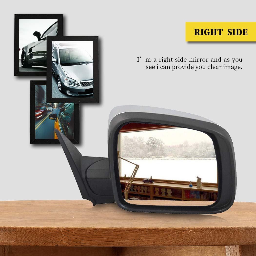 Black Right Side Mirror Fit For 2011-2018 Dodge Durango Metallic Finish Glass Manual Folding Heated