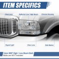 6pcs Chrome Clear Corner Headlights Bumper Lamps Compatible With Ford F-250 F-350 F-450 F-550 Super Duty Excusion 99-04