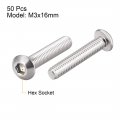 Uxcell M3x16mm Machine Screws Hex Socket Round Head Screw 304 Stainless Steel Fasteners Bolts 50pcs