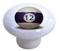 Set Of 2 Billiards 12 Pool Ball Ceramic Cabinet Drawer Knobs 
