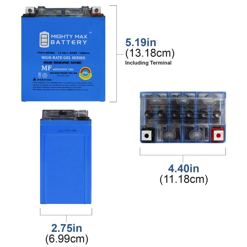 Mighty Max Battery Ytx7l-bs Gel Replaces Piaggio Vespa Primavera 150 15-20 12v 1amp Charger