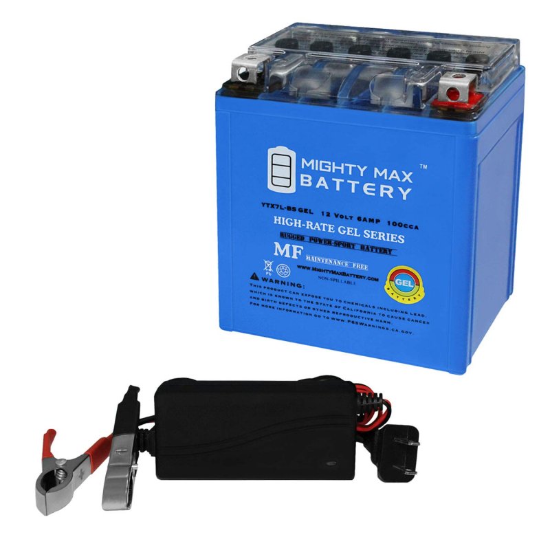 Mighty Max Battery Ytx7l-bs Gel Replaces Piaggio Vespa Primavera 150 15-20 12v 1amp Charger