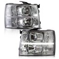 Led Bar Headlights For Chevy Silverado 1500 2007 2013 And 2500 3500 Hd 2014 Chrome Housing Clear Lens With Drl Pair Of Front 