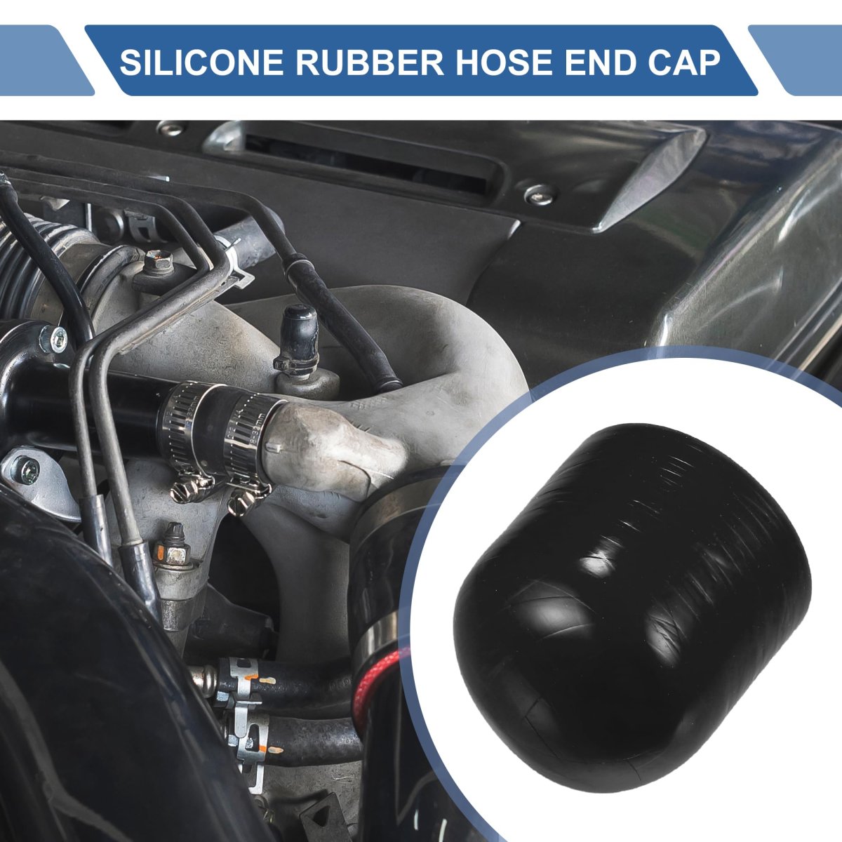 1 Pcs 30mm Length 35mm 38 Id Black Car Silicone Rubber Hose End Cap Reinforced Blanking For Bypass Tube Universal