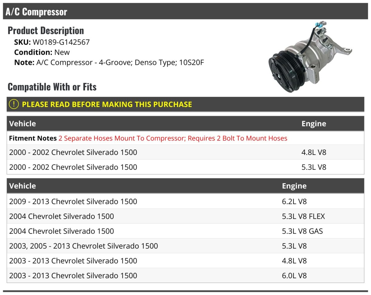 A C Compressor 4-groove For 2000-2013 Chevy Silverado 1500