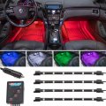 Ledglow 4pc Multi-color Led Interior Footwell Underdash Neon Light Kit For Cars Trucks 7 Solid Colors Patterns Music Mode Auto