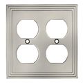 Cosmas 25012-sn Satin Nickel Double Duplex Electrical Outlet Wall Plate 