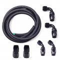 6an Nylon And Stainless Steel Braided Fuel Hose Kit 10ft Oil Gas Line With 6pcs Swivel Fittings Black 