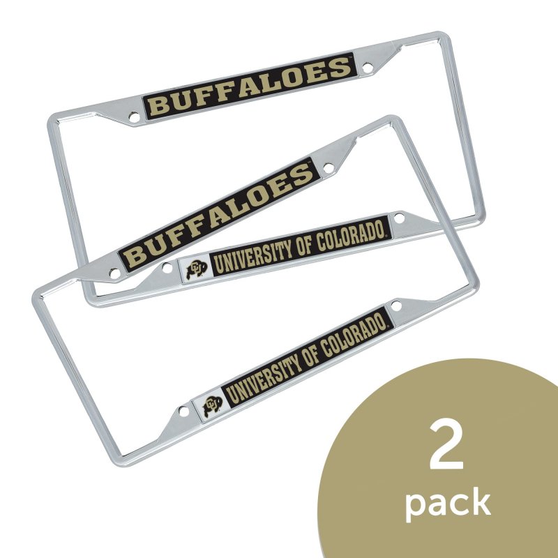 University Of Colorado Metal License Plate Frame For Front Or Back Car Officially Licensed Black Mascot 2-pack