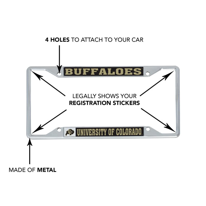 University Of Colorado Metal License Plate Frame For Front Or Back Car Officially Licensed Black Mascot 2-pack