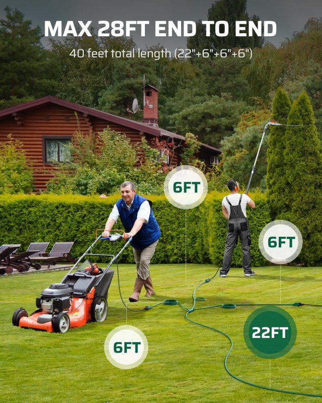 Dewenwils Outdoor Extension Cord 1 To 3 Splitter For Christmas Prong Outlets Plugs Max 28ft End 40 Ft Total 16 3c Sjtw