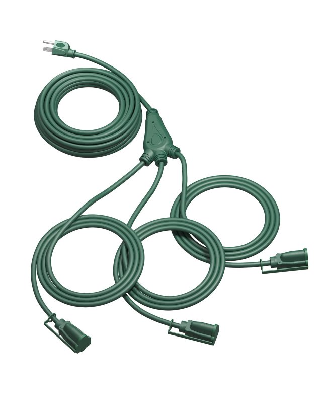 Dewenwils Outdoor Extension Cord 1 To 3 Splitter For Christmas Prong Outlets Plugs Max 28ft End 40 Ft Total 16 3c Sjtw