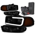 Led Drl Tinted Housing Amber Corner Headlight Bumper Lamps Tool Kit Compatible With Gmc Yukon Xl 1500 Sierra 00-07